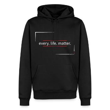 every.life.matters - Men’s Premium Organic Hoodie - black - Front - Nico (187cm)