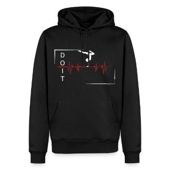 Gymnaste - Pouls - Sweat à capuche Premium bio Homme - noir - Devant - Nico (187cm)