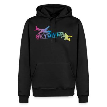 Skydiver Plane Fun Jump Parachutiste coloré - Sweat à capuche Premium bio Homme - noir - Devant - Nico (187cm)