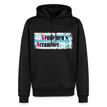 Biker Motorrad Boxer Abenteuer Gentlemen Scrambler - Männer Premium Bio Hoodie - Schwarz - Vorne - Nico (187cm)
