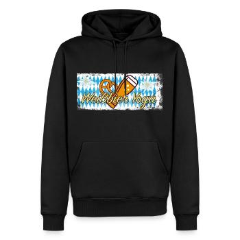 Bier - Weißbier Yoga Retro Vintage Sonnenuntergang - Männer Premium Bio Hoodie - Schwarz - Vorne - Nico (187cm)