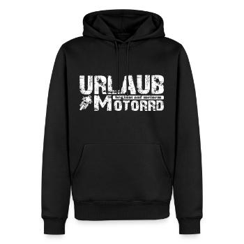 Urlaub beginnt auf meinem Motorrad Biker Spruch - Männer Premium Bio Hoodie - Schwarz - Vorne - Nico (187cm)
