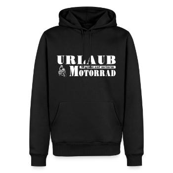Urlaub beginnt auf meinem Motorrad Biker Spruch - Männer Premium Bio Hoodie - Schwarz - Vorne - Nico (187cm)