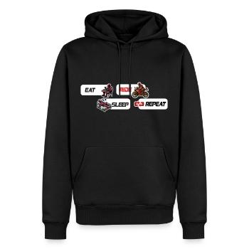 Eat Sleep Ride Repeat Motorcycle & Biker Quote - Men’s Premium Organic Hoodie - black - Front - Nico (187cm)