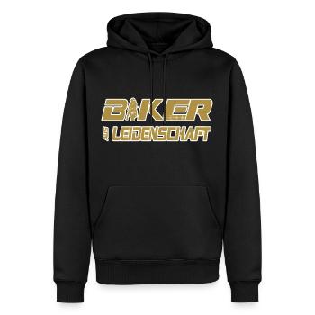 Motorrad Spruch Biker aus Leidenschaft - Männer Premium Bio Hoodie - Schwarz - Vorne - Nico (187cm)