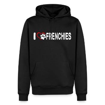 Ich Liebe Frenchies - Männer Premium Bio Hoodie - Schwarz - Vorne - Nico (187cm)