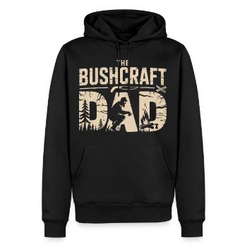 The Bushcraft Dad – Fire. Wood. Fatherly pride. - Men’s Premium Organic Hoodie - black - Front - Nico (187cm)