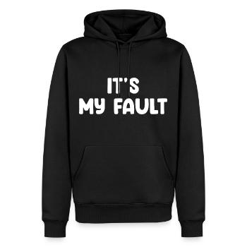 C’est ma faute - Sweat à capuche Premium bio Homme - noir - Devant - Nico (187cm)