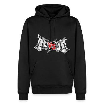 VS Valais vache d'hérens, vache combat - Sweat à capuche Premium bio Homme - noir - Devant - Nico (187cm)