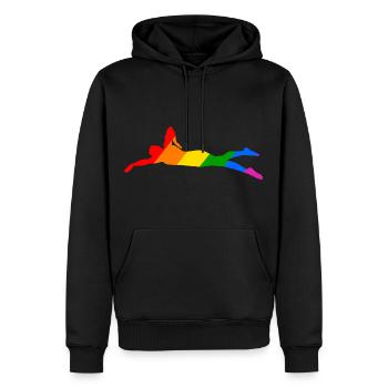 Rainbow Swimmer - Men’s Premium Organic Hoodie - black - Front - Nico (187cm)