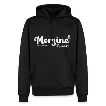 Morzine France montagne - Sweat à capuche Premium bio Homme - noir - Devant - Nico (187cm)