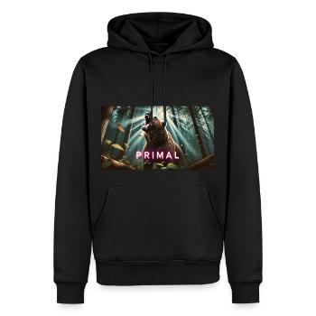 PRIMAL OURS - Sweat à capuche Premium bio Homme - noir - Devant - Nico (187cm)