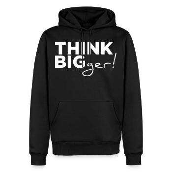 PENSEZ GROS ger! Conception de slogan de motivation - Sweat à capuche Premium bio Homme - noir - Devant - Nico (187cm)