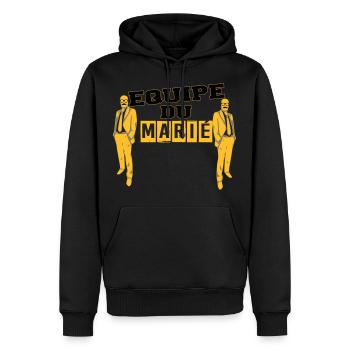 équipe marié avec moustache - Sweat à capuche Premium bio Homme - noir - Devant - Nico (187cm)