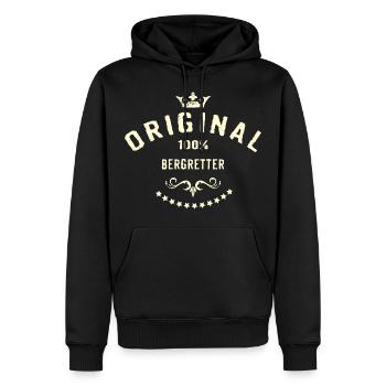 Original 100 Prozent Bergretter - RAHMENLOS creme - Männer Premium Bio Hoodie - Schwarz - Vorne - Nico (187cm)