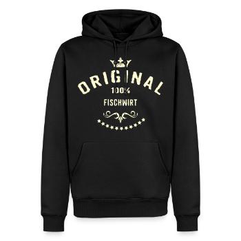 Original 100 Prozent Fischwirt - RAHMENLOS creme - Männer Premium Bio Hoodie - Schwarz - Vorne - Nico (187cm)