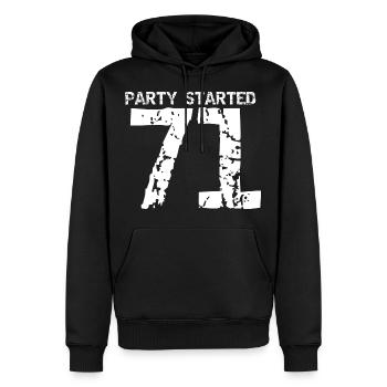 71 weiß - Männer Premium Bio Hoodie - Schwarz - Vorne - Nico (187cm)