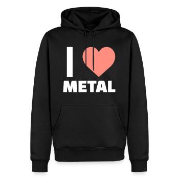 i love Heavy Metal - Sweat à capuche Premium bio Homme - noir - Devant - Nico (187cm)