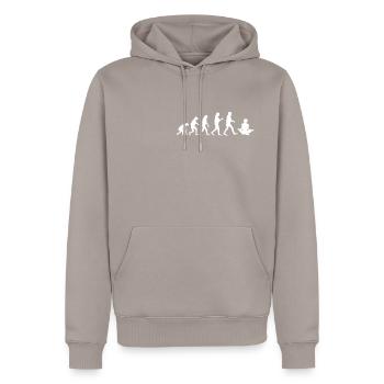 meditation - Men’s Premium Organic Hoodie - taupe - Front - Nico (187cm)