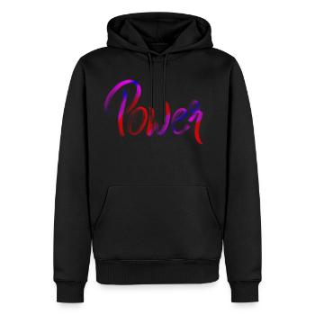 power - Men’s Premium Organic Hoodie - black - Front - Nico (187cm)