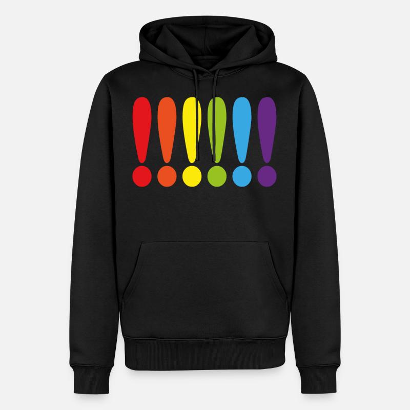 MARQUE D'EXCLAMATION RAINBOW - Sweat à capuche Premium bio Homme - noir