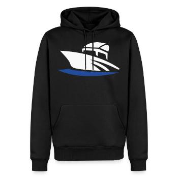 Motorboot - Männer Premium Bio Hoodie - Schwarz - Vorne - Nico (187cm)
