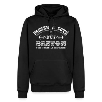bretagne,breton,breizh,marine,navire - Sweat à capuche Premium bio Homme - noir - Devant - Nico (187cm)