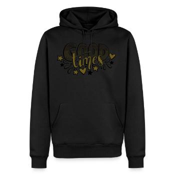 Good times - Männer Premium Bio Hoodie - Schwarz - Vorne - Nico (187cm)