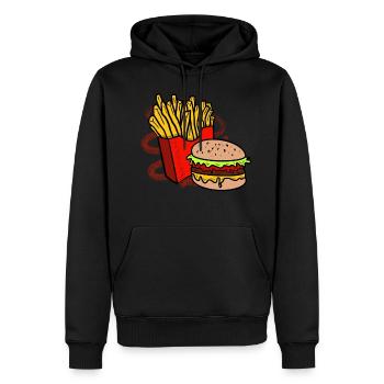 Frites et burger - Sweat à capuche Premium bio Homme - noir - Devant - Nico (187cm)