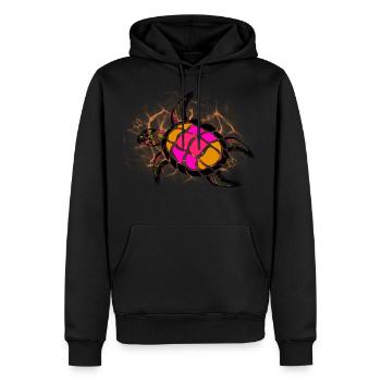 Tortue rose et orange - Sweat à capuche Premium bio Homme - noir - Devant - Nico (187cm)