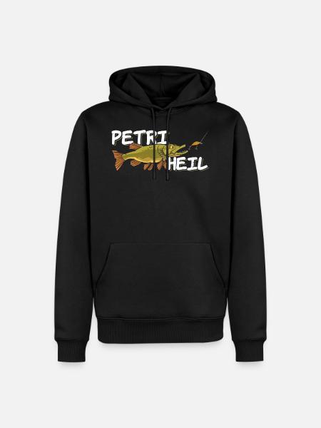 Petri Heil Anglergruß - Kinder Angeln Hecht - Männer Premium Bio Hoodie - Schwarz