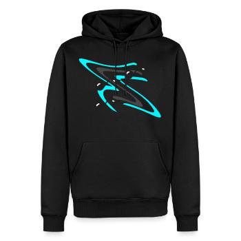 Musiknoten auf farbigem Hintergrund - Männer Premium Bio Hoodie - Schwarz - Vorne - Nico (187cm)