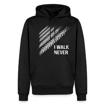 I Walk Never Traces de pneus Idée cadeau - Sweat à capuche Premium bio Homme - noir - Devant - Nico (187cm)