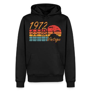 Vintage 1972 Deer Gift - Men’s Premium Organic Hoodie - black - Front - Nico (187cm)