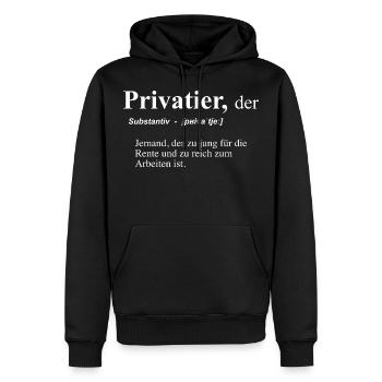 Definition Privatier lustiger Spruch Ruhestand - Männer Premium Bio Hoodie - Schwarz - Vorne - Nico (187cm)