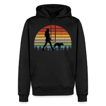 Fille Chien Promenade Walker Pet Sitter Vintage Rétro - Sweat à capuche Premium bio Homme - noir - Devant - Nico (187cm)