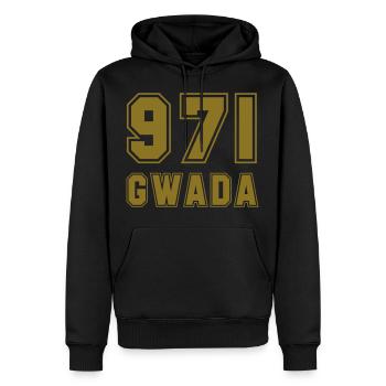 GWADA 971 - Männer Premium Bio Hoodie - Schwarz - Vorne - Nico (187cm)