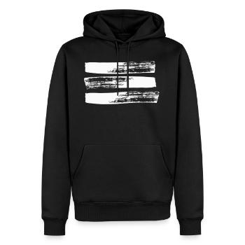Trois pinceaux rayures - Sweat à capuche Premium bio Homme - noir - Devant - Nico (187cm)