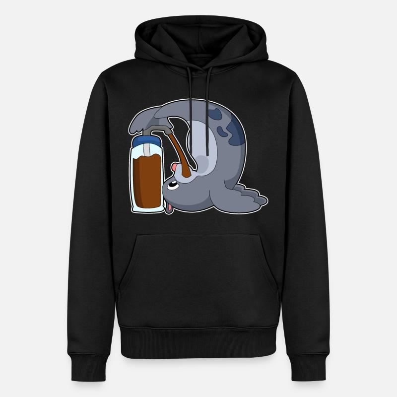 Café Seal - Sweat à capuche Premium bio Homme - noir