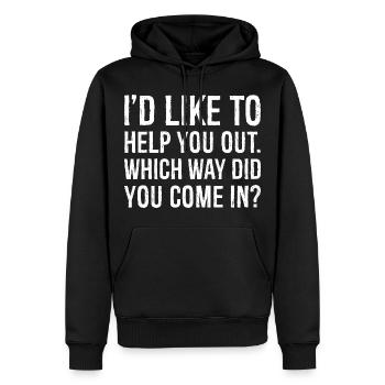 J’aimerais vous aider par quel chemin êtes-vous venu - Sweat à capuche Premium bio Homme - noir - Devant - Nico (187cm)