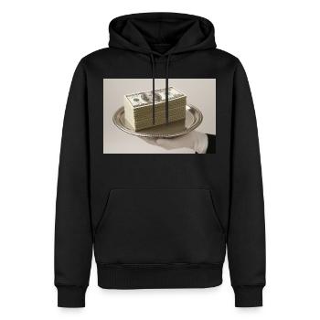 Stapel Geldscheine auf einem silbernen Tablett - Männer Premium Bio Hoodie - Schwarz - Vorne - Nico (187cm)