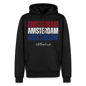 Amsterdam, Niederlande, ich liebe Holland - Männer Premium Bio Hoodie - Schwarz - Vorne - Nico (187cm)