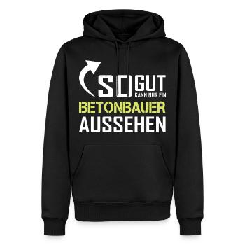 So gut kann nur ein Betonbauer aussehen - Männer Premium Bio Hoodie - Schwarz - Vorne - Nico (187cm)
