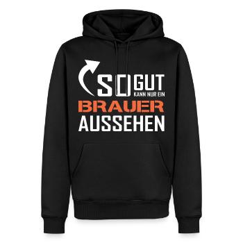 So gut kann nur ein Brauer aussehen - Männer Premium Bio Hoodie - Schwarz - Vorne - Nico (187cm)