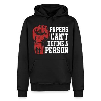 Les Humanity Papers ne peuvent pas définir une personne - Sweat à capuche Premium bio Homme - noir - Devant - Nico (187cm)