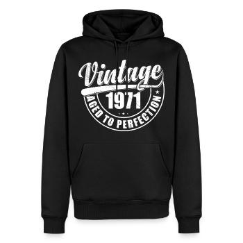 Geburtstagsgeschenk 1971 Jahrgang 1971 Retro 1971 - Männer Premium Bio Hoodie - Schwarz - Vorne - Nico (187cm)
