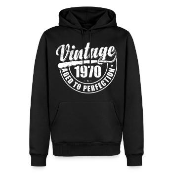 Cadeau d’anniversaire années 1970 vintage années 1970 rétro années 1970 - Sweat à capuche Premium bio Homme - noir - Devant - Nico (187cm)