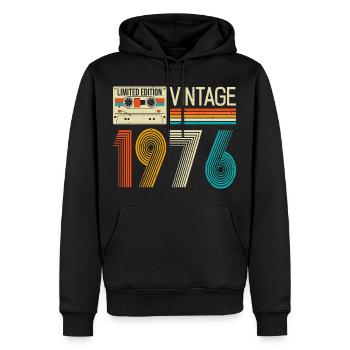 Édition limitée vintage 1976, cadeaux pour le 50e anniversaire - Sweat à capuche Premium bio Homme - noir - Devant - Nico (187cm)