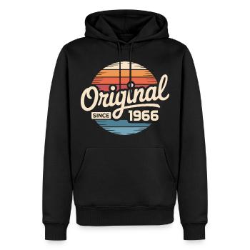 Cadeau d’anniversaire vintage 1966 1966 - Sweat à capuche Premium bio Homme - noir - Devant - Nico (187cm)