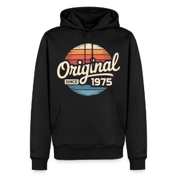 Cadeau d’anniversaire vintage 1975 Vintage 1975 - Sweat à capuche Premium bio Homme - noir - Devant - Nico (187cm)